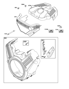 Blower Housing Group Diagram and Parts List for 61A277-0100-J1  Briggs and Stratton Engine